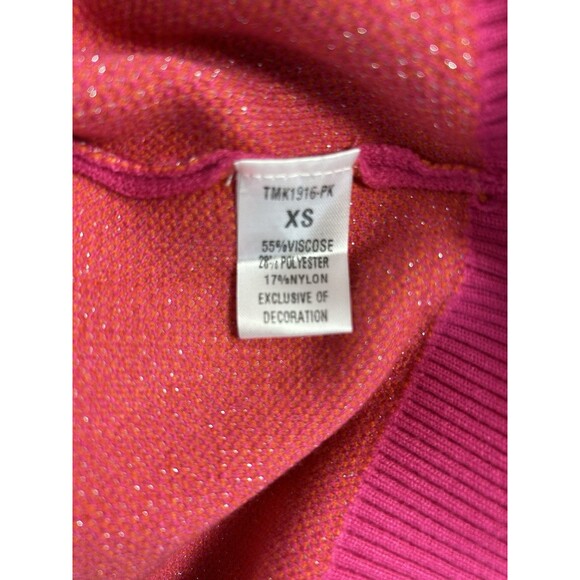 THML Women's Argyle Sweater Sz XS Pink Orange Vibrant Preppy Academia Diamond - Picture 8 of 8